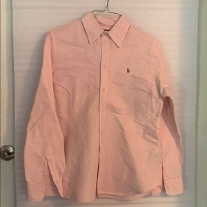 Pink/white classic polo button down